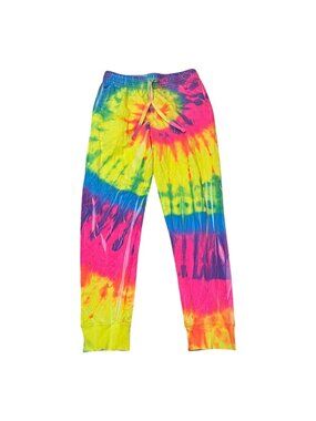 Vintage Unisex Comfort Colors Tie Dye Joggers Sweatpants Bright Spiral Size S